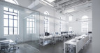 Projekt biura w przestrzeni industrialnej - wnętrze skompresowane