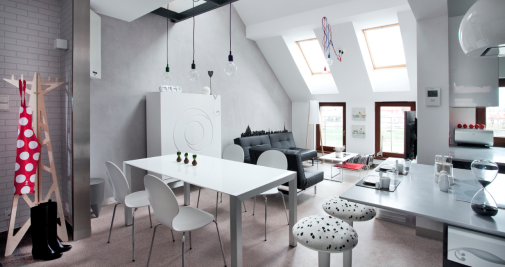 Kasia Orwat home design, mansardowe condo, wnętrze gospodarne