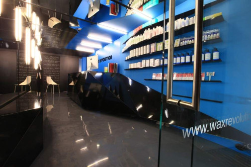 ROW Studio, Wax Revolution, wnętrze salonu kosmetycznego, kolor we wnętrzach