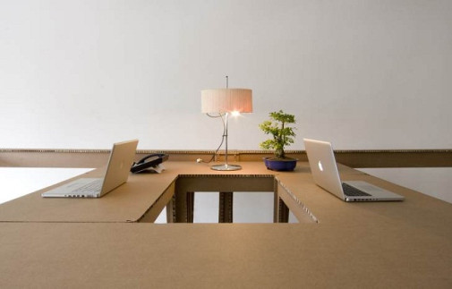 Cardboard Office, Alrik Koudenburg, Joost van Bleiswijk, biuro agencji reklamowej Nothing, biuro z tektury