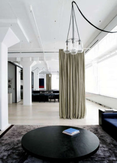 Penny Hay, Tribeca loft, loft na Manhattanie, loft z mobilnymi podziałami przestrzeni