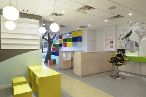 Andrea Mason Architect, Beehives & Buzzcuts, salon fryzjerski dla dzieci