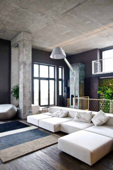 2B Group, apartament w Kijowie, wnętrza łączące wiele stylów, wnętrza z betonową konstrukcją