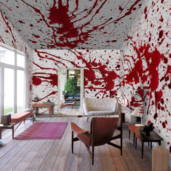 PIXERS, wnętrza inspirowane filmem Gorzkie gody Romana Polańskiego, ściany pokryte muralami imitującymi plamy krwi