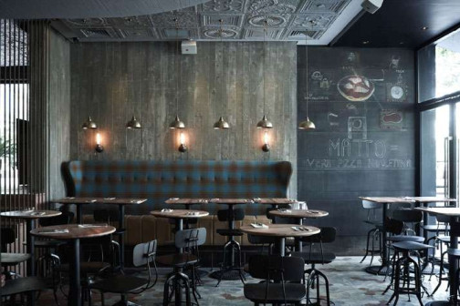 Darryl Goveas, restauracja MATTO w Szanghaju, wnętrza eklektyczne, połączenie estetyki industrialnej, rustykalnej i retro