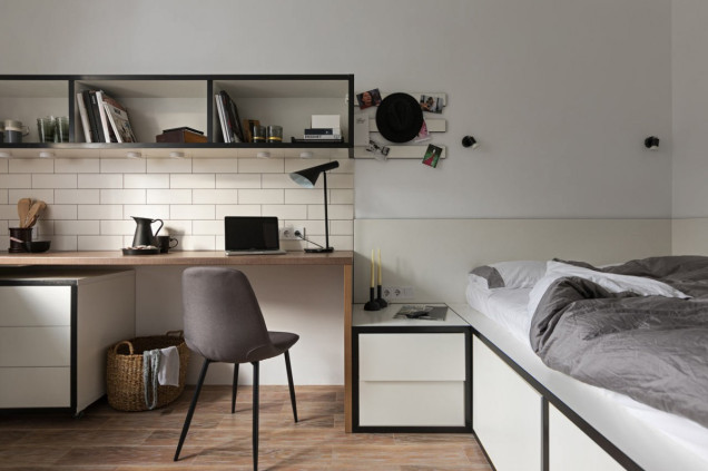 małe mieszkanie, aranżacja wnętrza, kawalerka, pomysł na małe mieszkanie, Faateva Design, mikromieszkanie