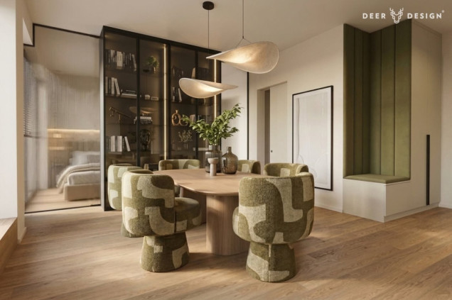Dwupoziomowy apartament w naturalnym stylu
