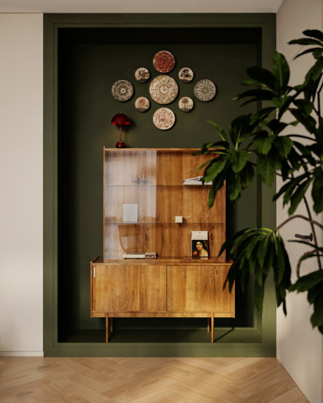 projekt wnętrza w stylu mid-century
