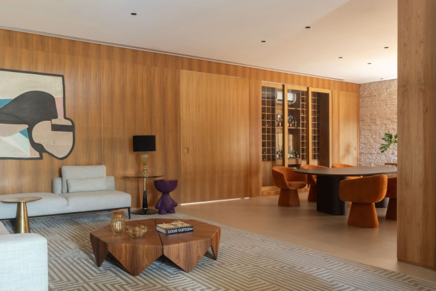 Rezydencja G+B House, przestronny salon z jadalnią projekt