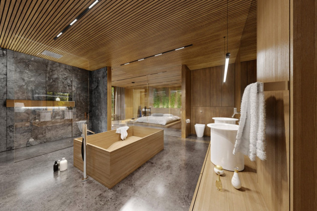 drewniana łazienka, salon kapielowy