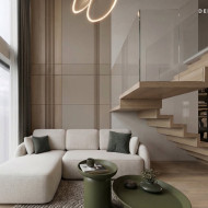 Dwupoziomowy apartament w naturalnym stylu