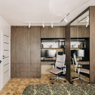 Modernistyczne wnętrze z drewnem projekt