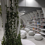 projekt nowoczesnej biblioteki z hydroponiką