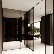 harmonijne wnętrze domu z dużymi przeszkleniami, hedo architects