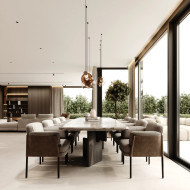 harmonijne wnętrze domu z dużymi przeszkleniami, hedo architects