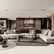 harmonijne wnętrze domu z dużymi przeszkleniami, hedo architects