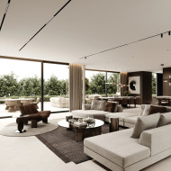 harmonijne wnętrze domu z dużymi przeszkleniami, hedo architects