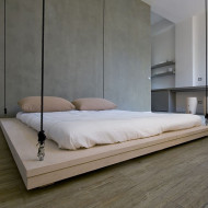 wystrój małego mieszkania, łóżko do mieszkania, podwieszane łóżko, Renato Arrigo